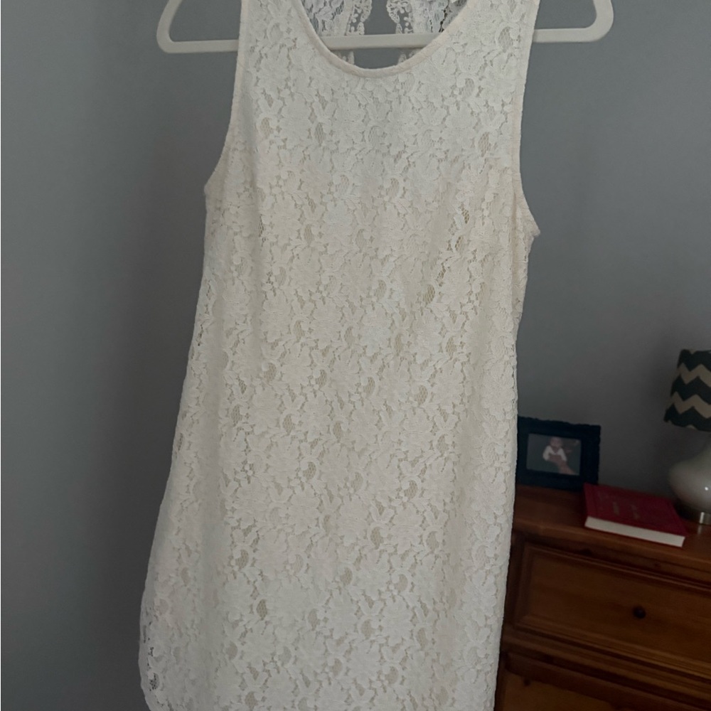 Monteau Ivory Lace Sleeveless Mini Dress